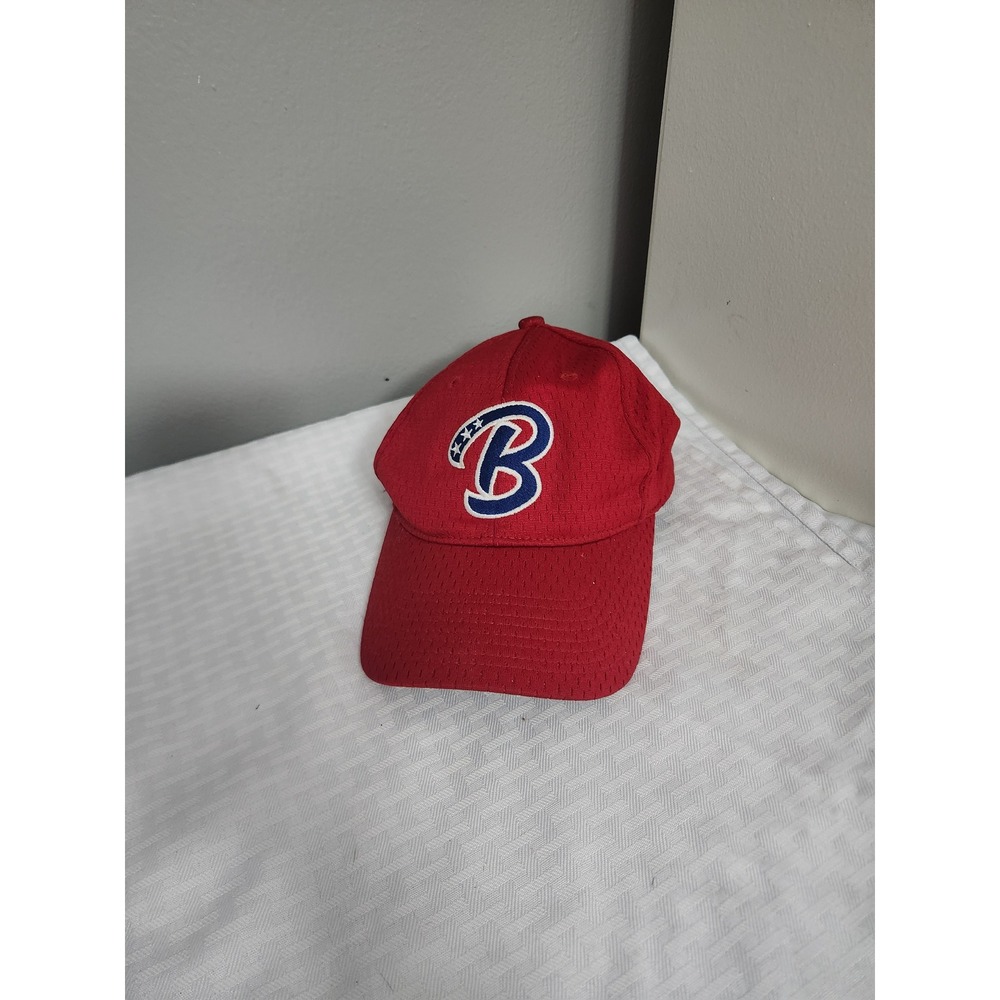 Port Authority Youth Red Mesh Baseball Cap Embroidered B Logo Hat